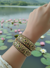 Load image into Gallery viewer, Jadau "Neelkamal" Bangles
