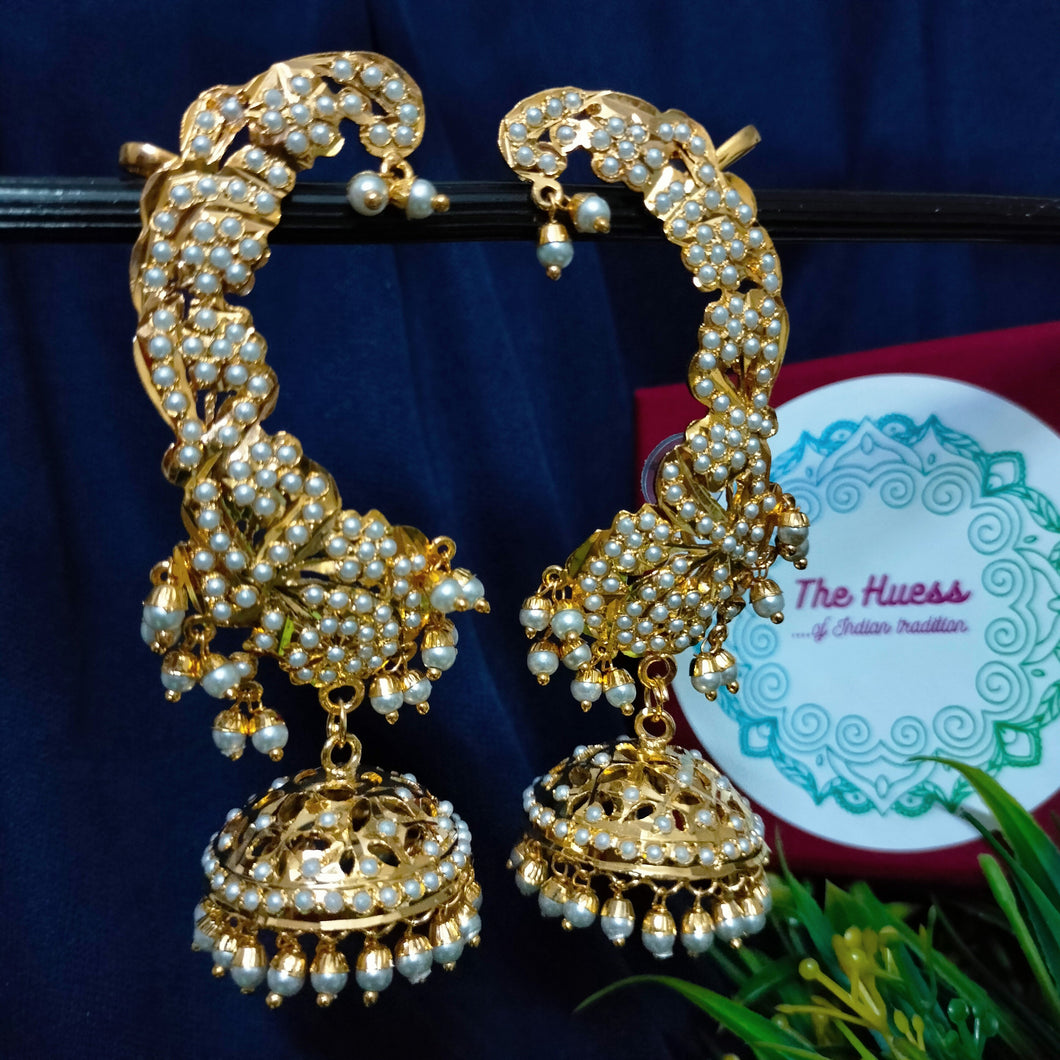 Jadau Karnphool Earrings- white