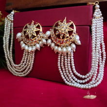 Load image into Gallery viewer, Hyderabadi jadau &quot;Kumudini&quot; Earrings with detachable Earchains
