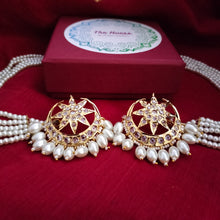 Load image into Gallery viewer, Hyderabadi jadau &quot;Kumudini&quot; Earrings with detachable Earchains
