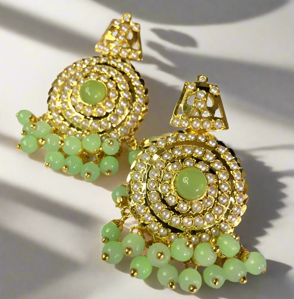 Jadau Mint Earrings (Made to order)